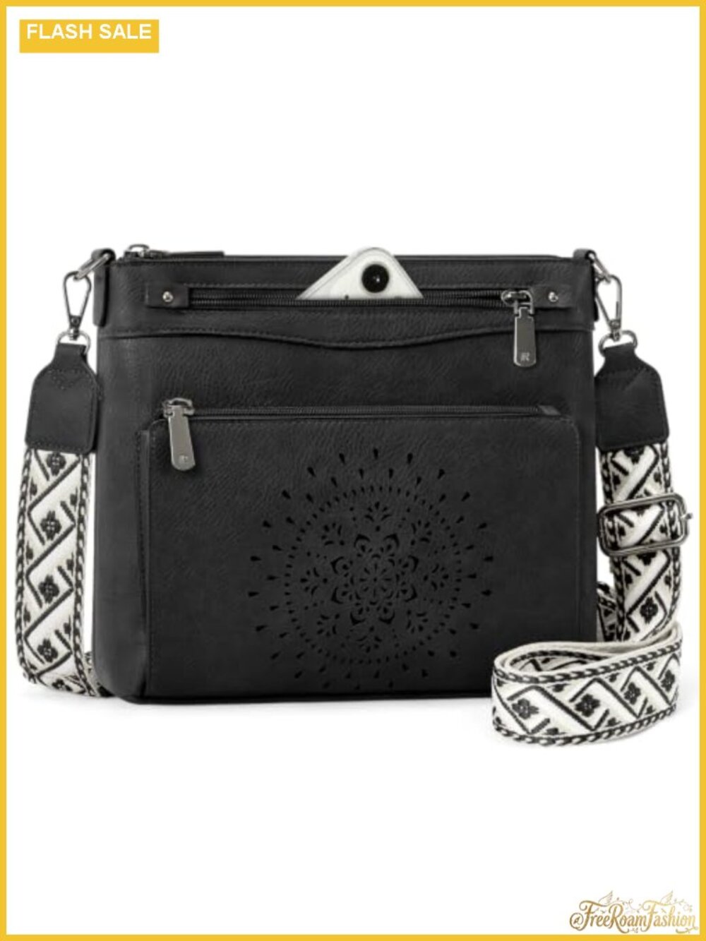 Water-Resistant Crossbody Bag with Card Slots PU Leather Wide Strap Purse